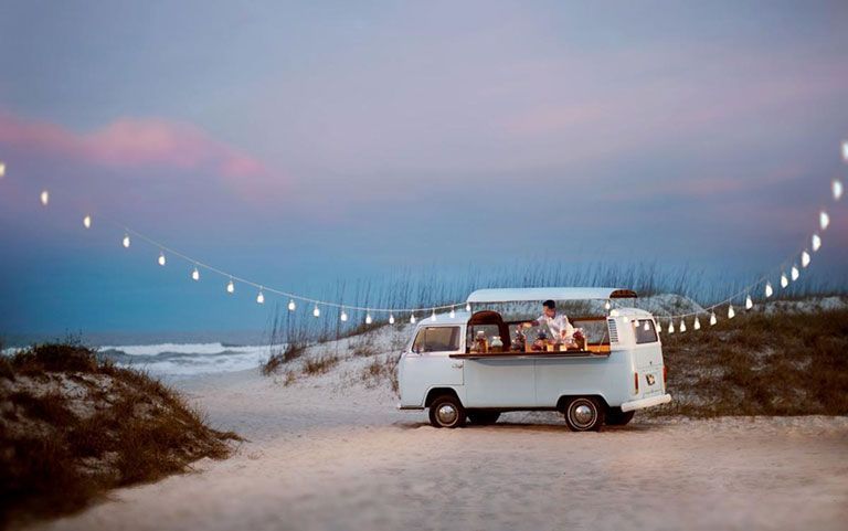 VW bus on the beach