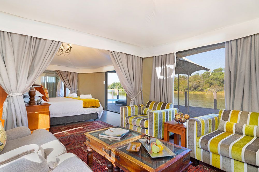 Hippo Lakes Luxury African Safari Lodge luxury safari tent interior view