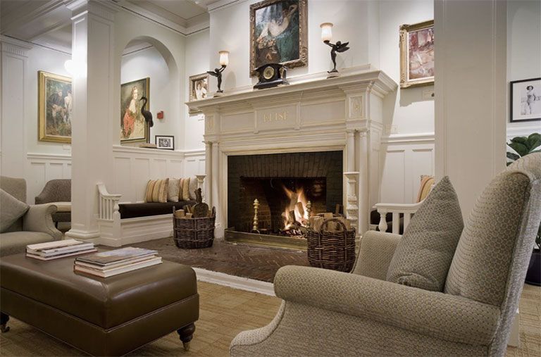 The Vanderbilt room with fireplace